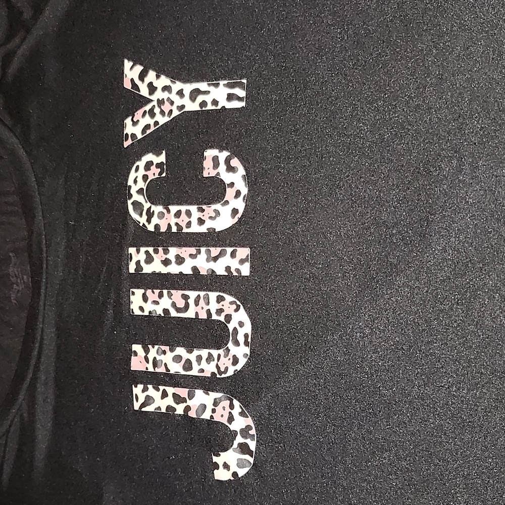 JUICY COUTURE Black and Leopard Print Logo TShirt, EUC, Size 2x - Picture 4 of 5